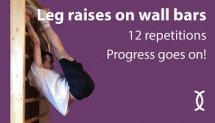 Building Core Strength: 12 Reps of Leg Raises on Wall Bars  #corestrength