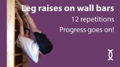 Building Core Strength: 12 Reps of Leg Raises on Wall Bars  #corestrength