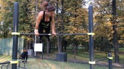 Workout girl team Kristian Lebedev physical exercise .