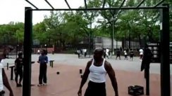 Workout in Lincoln Terrace Park.